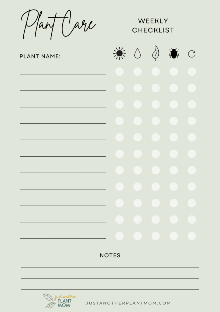 House Plant Care Weekly Checklist